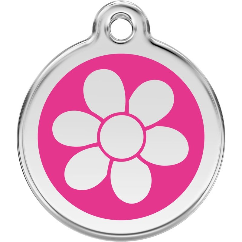 Pet ID Tags Flower Hot Pink