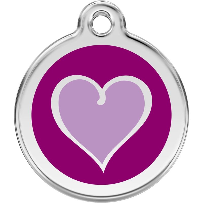 Pet ID Tags Heart 2 Purple