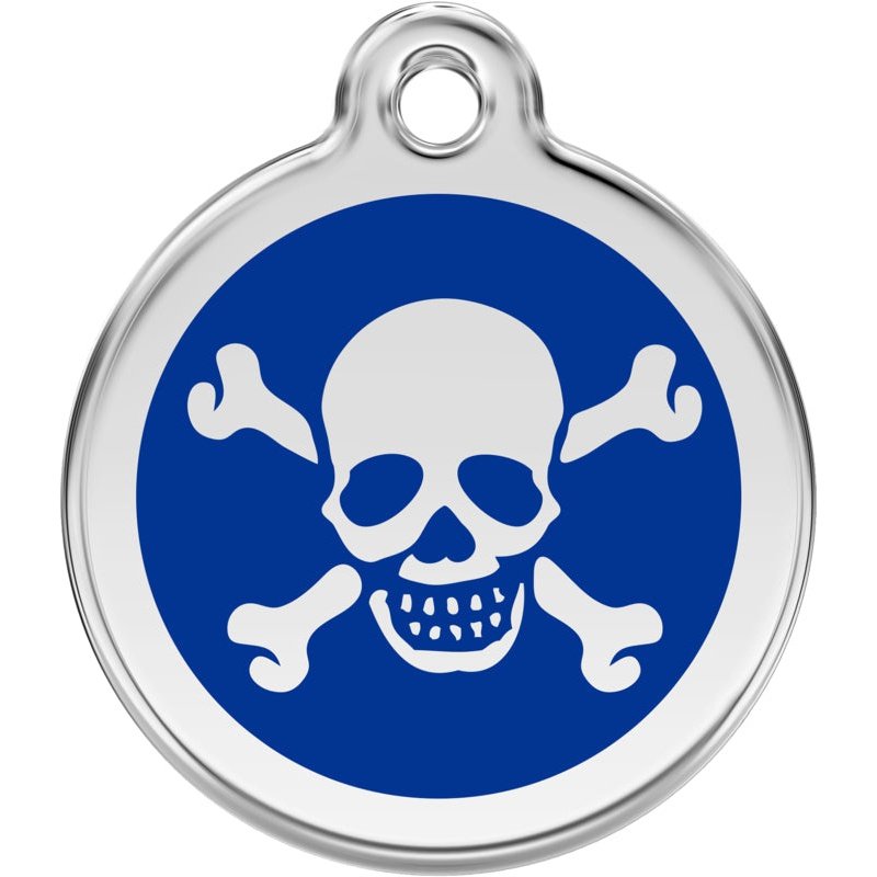Pet ID Tags Skull & Cross Bones Dark Blue