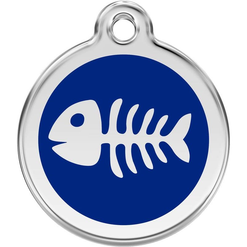Pet ID Tags Fish Bone Dark Blue