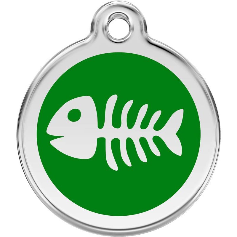 Pet ID Tags Fish Bone Green
