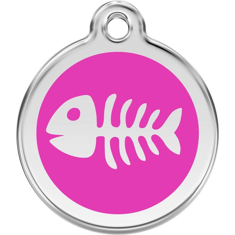 Pet ID Tags Fish Bone Hot Pink