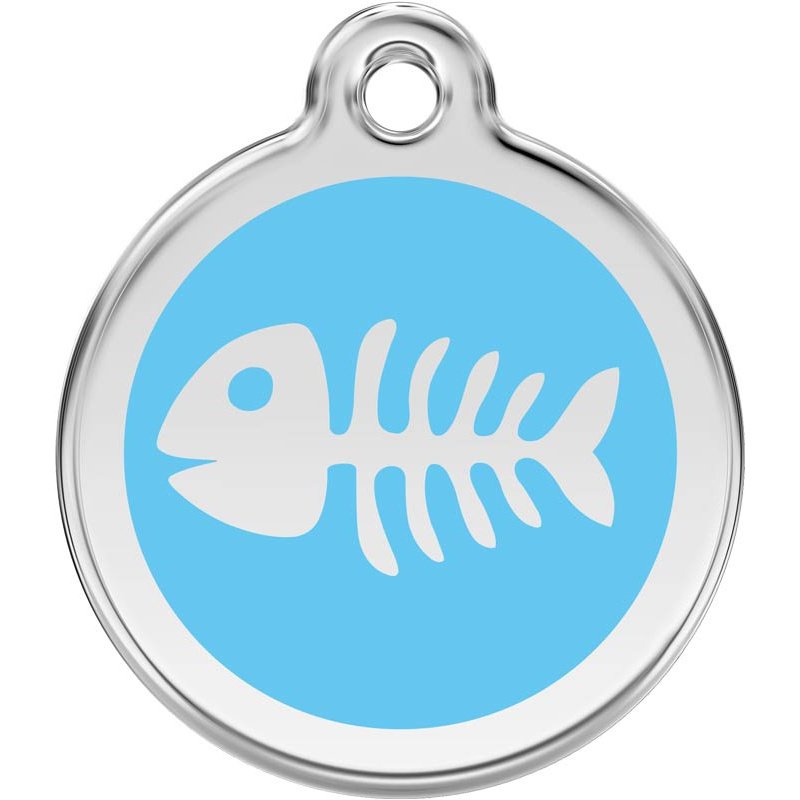 Pet ID Tags Fish Bone Light Blue