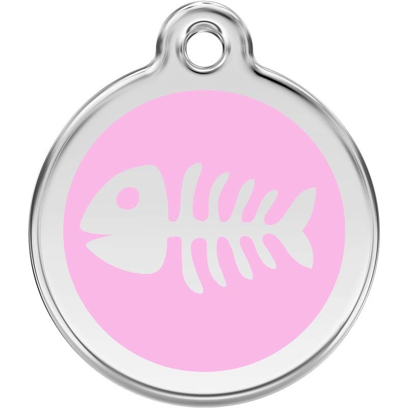 Pet ID Tags Fish Bone Light Pink