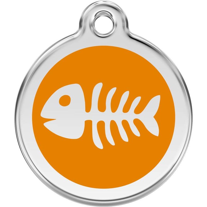 Pet ID Tags Fish Bone Orange