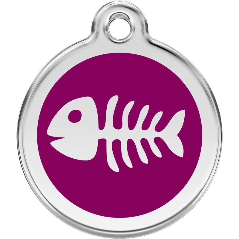 Pet ID Tags Fish Bone Purple