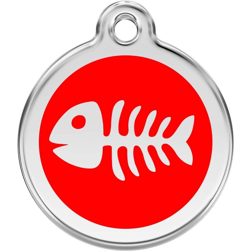 Pet ID Tags Fish Bone Red