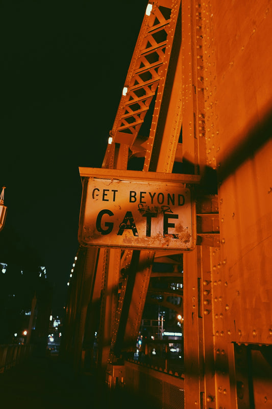 brown wooden signage during night time