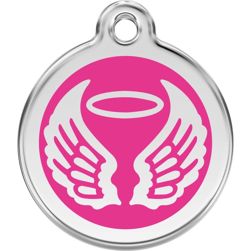 Pet ID Tags Angel Wings Hot Pink