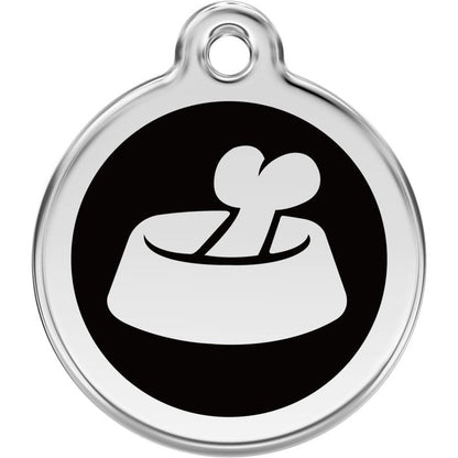 Pet ID Tags Bone in Bowl Black