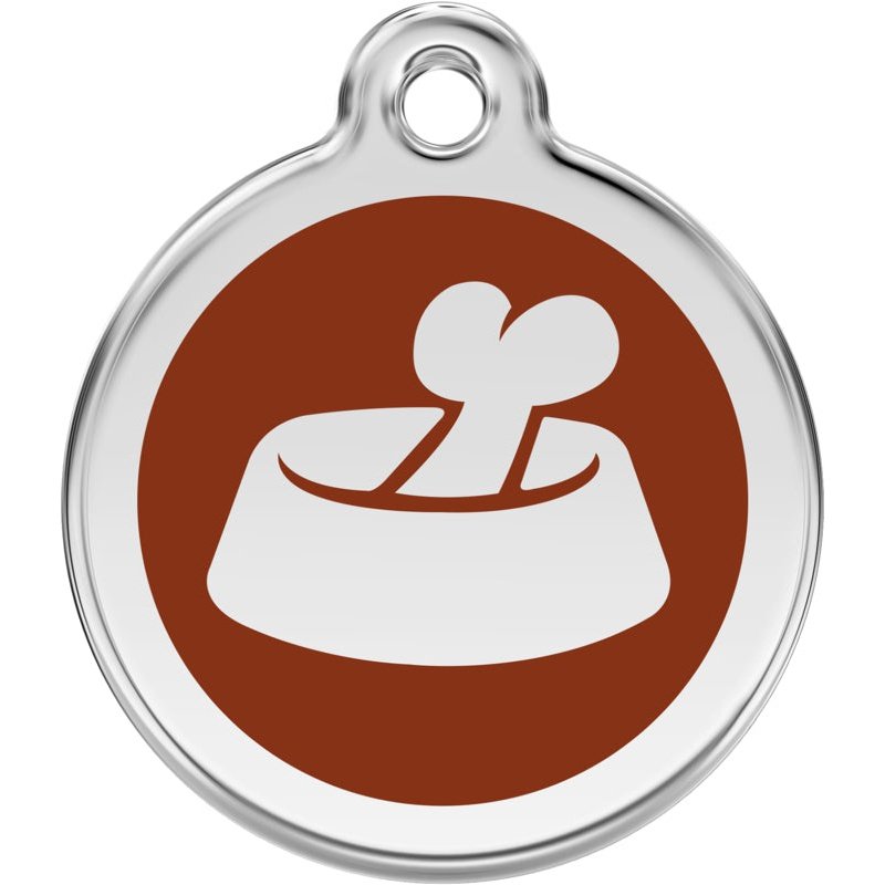 Pet ID Tags Bone in Bowl Brown