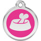 Pet ID Tags Bone in Bowl Hot Pink