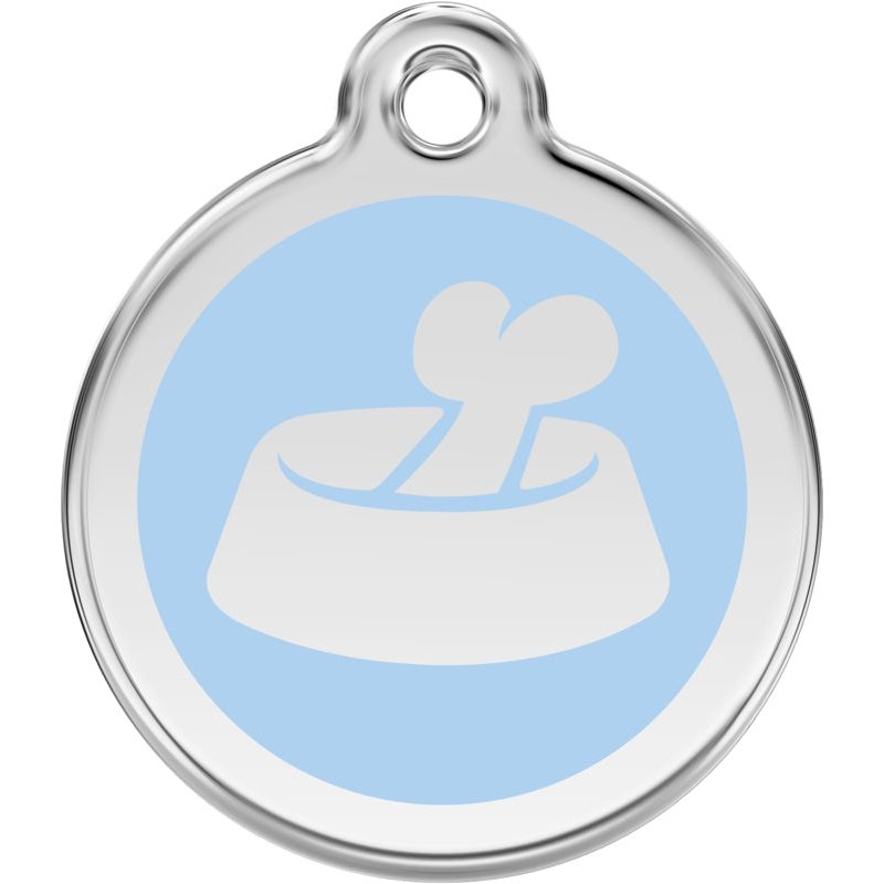 Pet ID Tags Bone in Bowl Light Blue