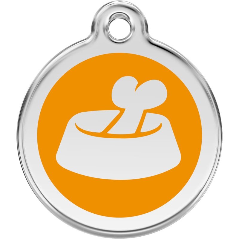 Pet ID Tags Bone in Bowl Orange