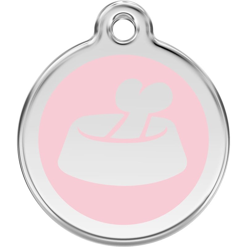 Pet ID Tags Bone in Bowl Light Pink