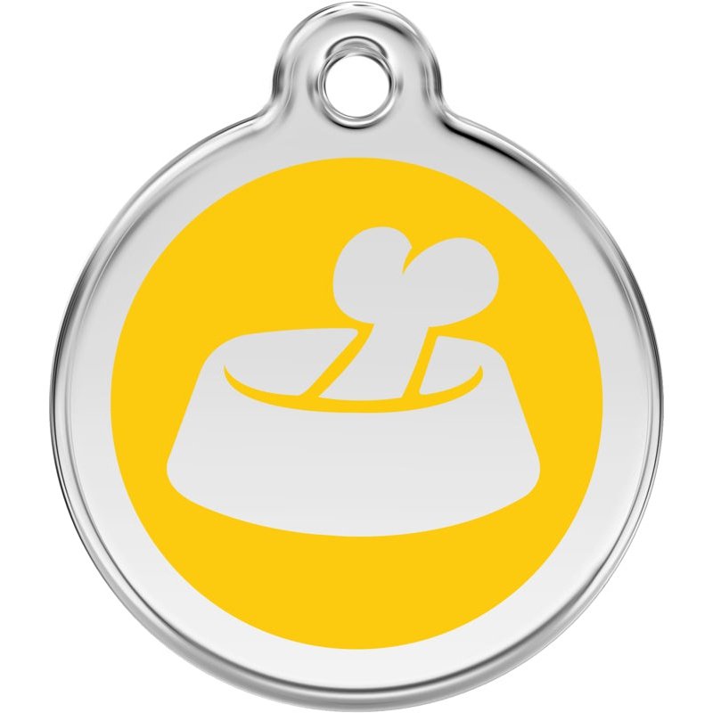 Pet ID Tags Bone in Bowl Yellow