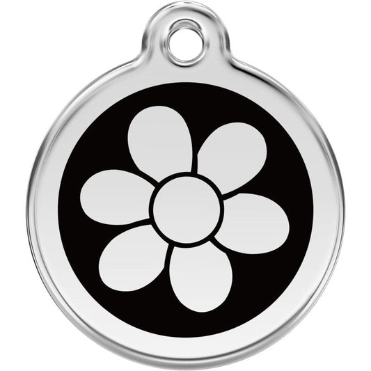 Pet ID Tags Flower Black