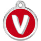 Pet ID Tags Alphabet Red V