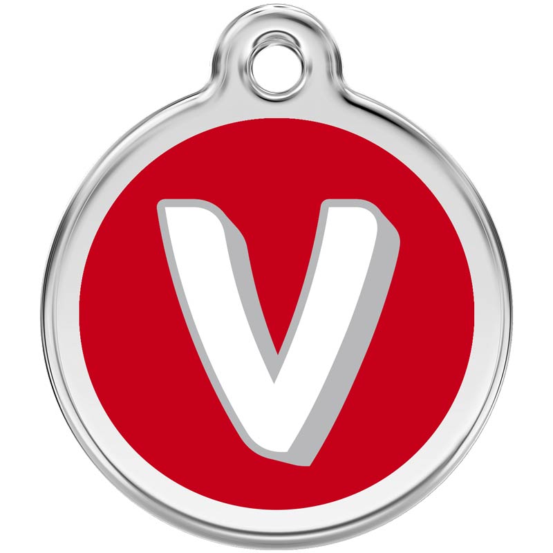 Pet ID Tags Alphabet Red V