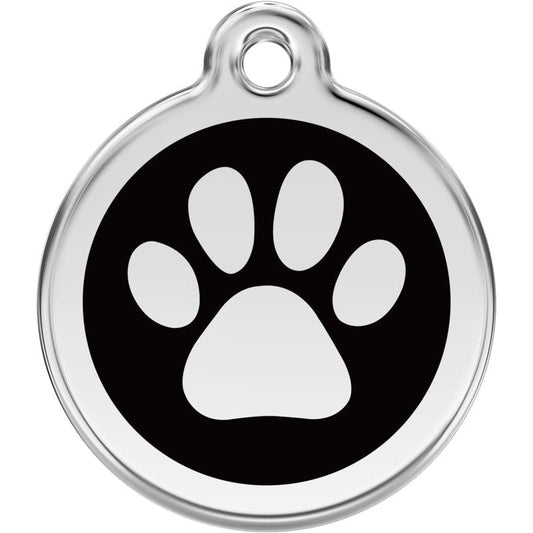 Pet ID Tags Paw Print Black