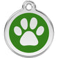 Pet ID Tags Paw Print Green