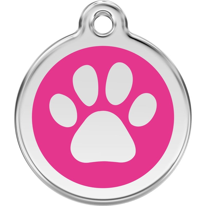 Pet ID Tags Paw Print Hot Pink