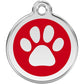 Pet ID Tags Paw Print Red