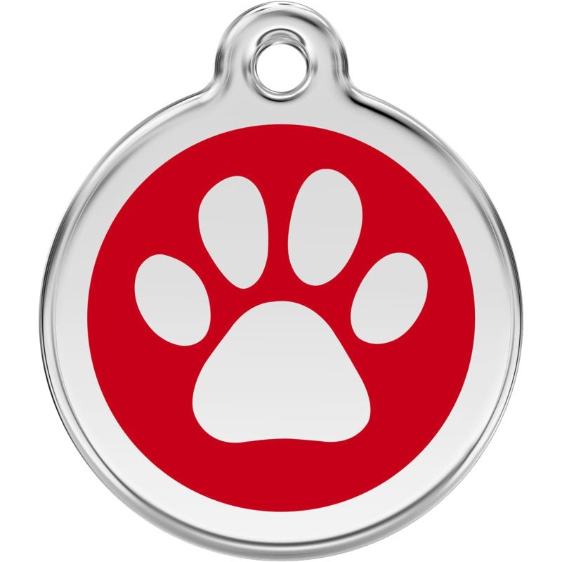 Pet ID Tags Paw Print Red