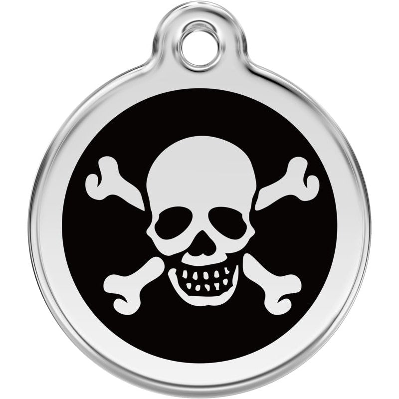 Pet ID Tags Skull & Cross Bones Black