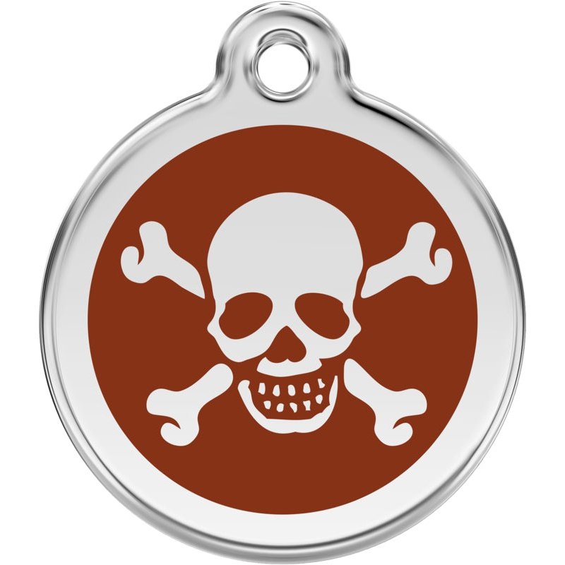 Pet ID Tags Skull & Cross Bones Brown