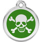 Pet ID Tags Skull & Cross Bones Green