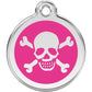 Pet ID Tags Skull & Cross Bones Hot Pink