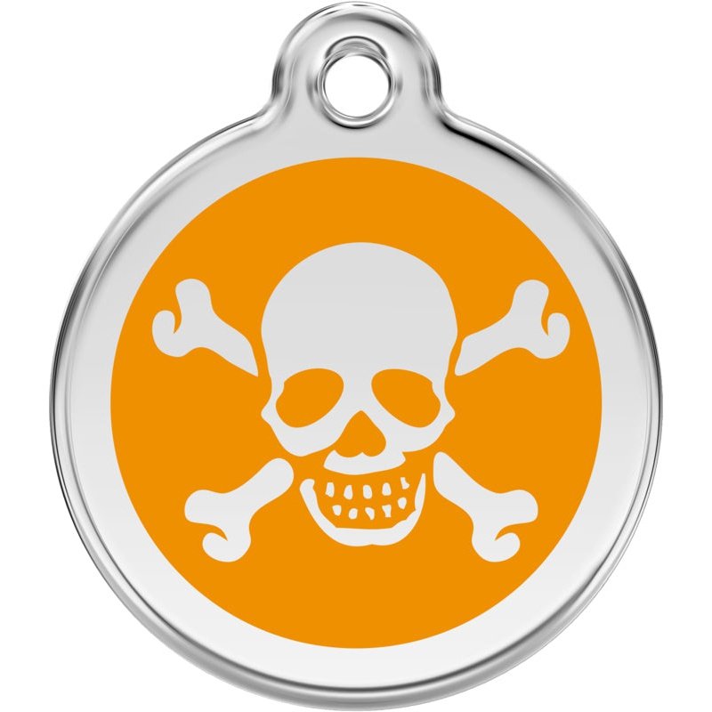 Pet ID Tags Skull & Cross Bones Orange