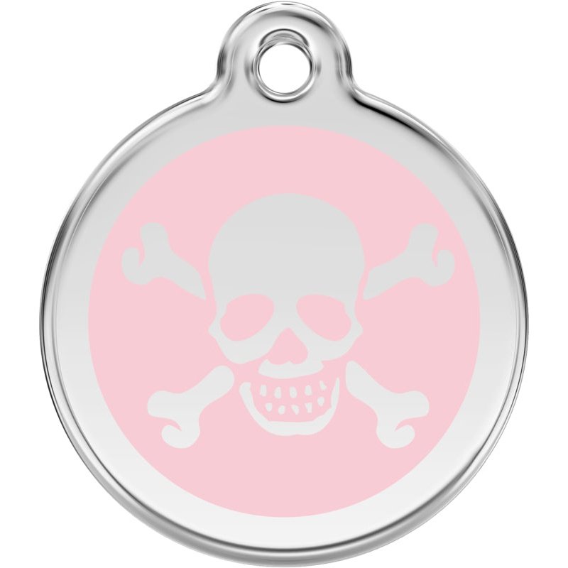 Pet ID Tags Skull & Cross Bones Light Pink