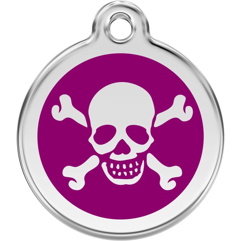 Pet ID Tags Skull & Cross Bones Purple