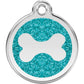 Pet ID Tags Glitter Bone Aqua