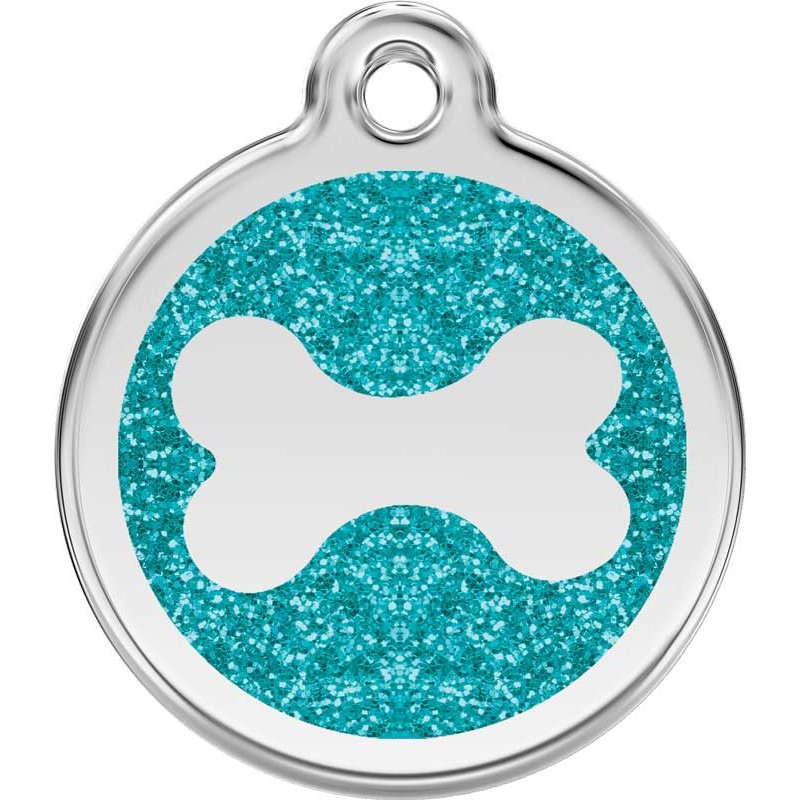 Pet ID Tags Glitter Bone Aqua