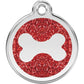 Pet ID Tags Glitter Bone Red