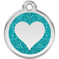 Pet ID Tags Glitter Heart Aqua