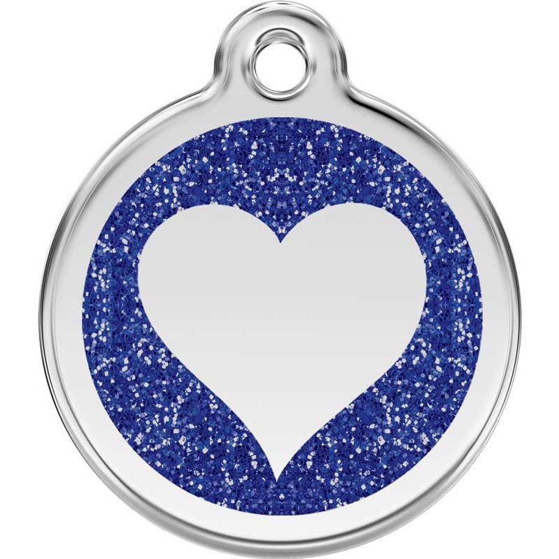 Pet ID Tags Glitter Heart Dark Blue