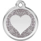 Pet ID Tags Glitter Heart Silver