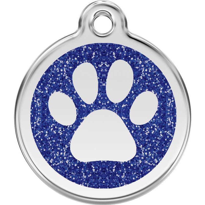 Pet ID Tags Glitter Paw Print Dark Blue