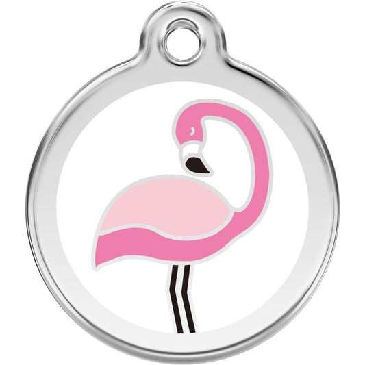 Pet ID Tags Flamingo White