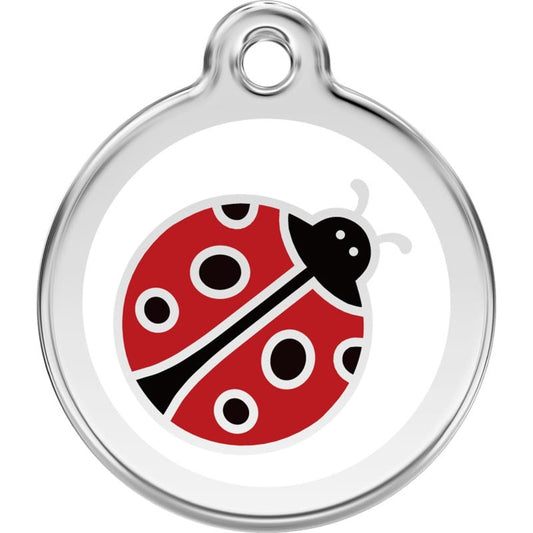 Pet ID Tags Ladybug White