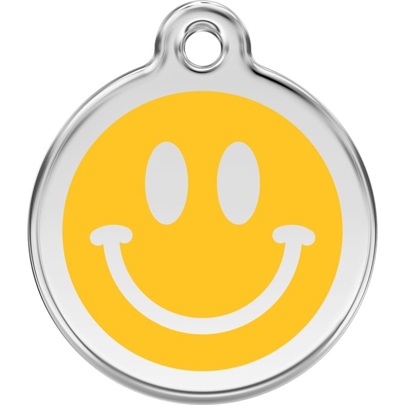 Pet ID Tags Smiley Face Yellow