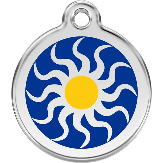 Pet ID Tags Tribal Sun Dark Blue