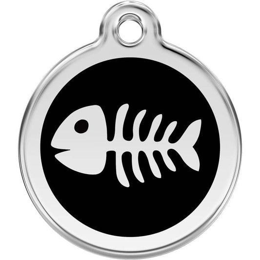 Pet ID Tags Fish Bone Black